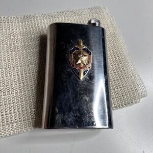 Vintage Unmarked Silver KGB Emblem Shot Glass With Lid USSR CCCP Retro Souvenir